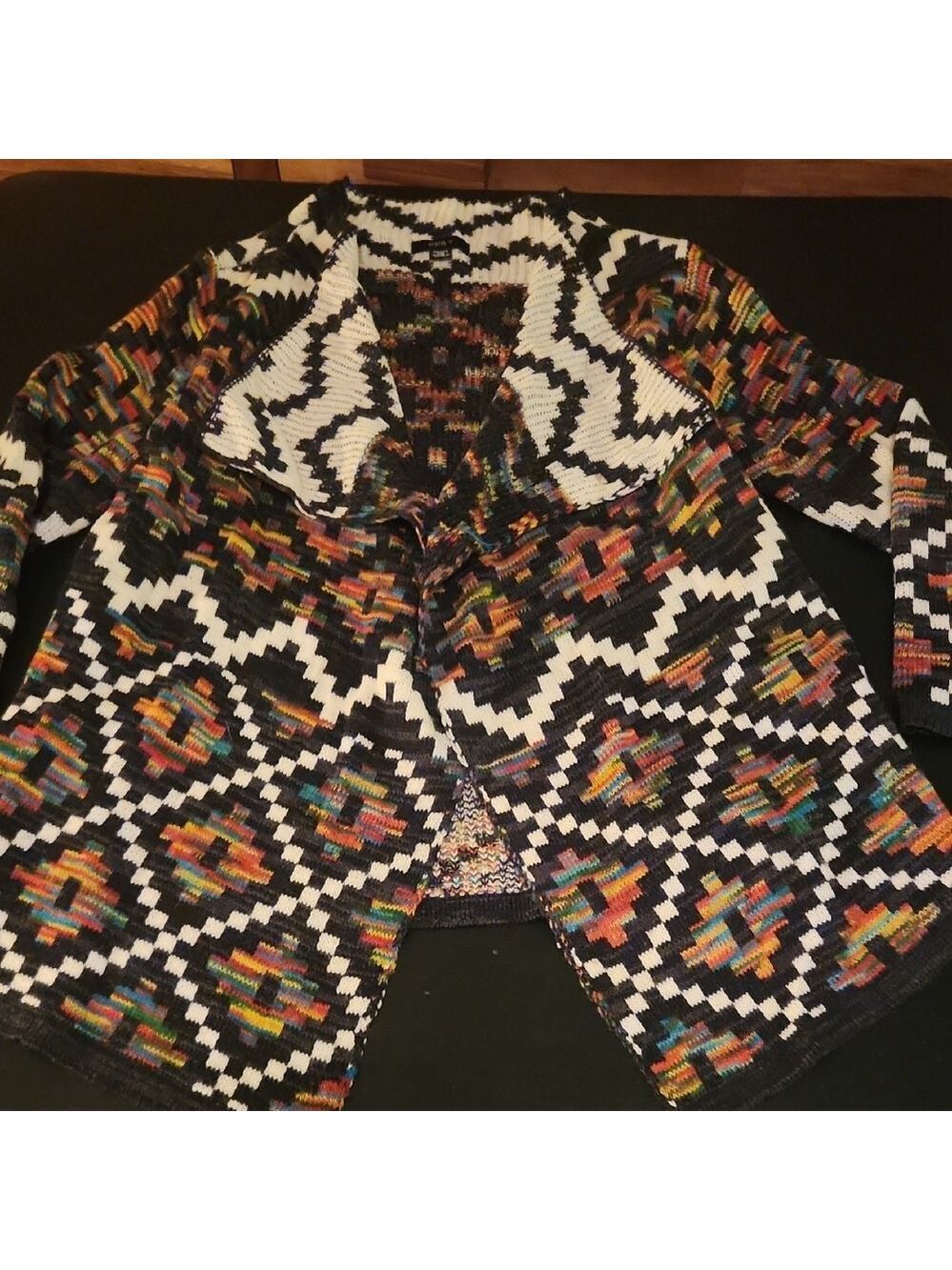 Intro Multicolor Southwestern Geometric Print Loose Women's Cardigan